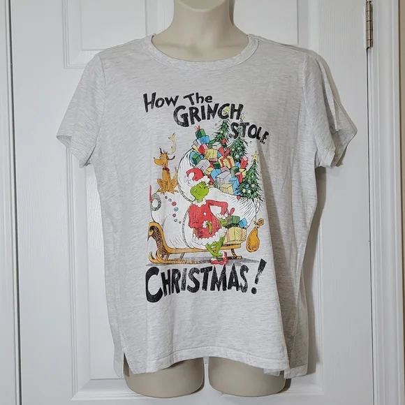 NWT How The Grinch Stole Christmas Light Heathered Gray Tee Plus Size XXL - Picture 2 of 8